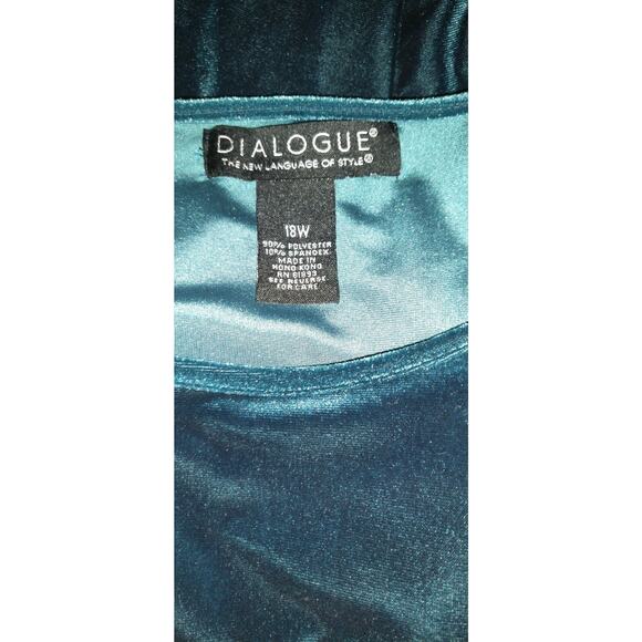 Dialogue Velvet Velour Top DEEP GREEN Luxury Holiday Party Stretchy Size 18W - Picture 7 of 10